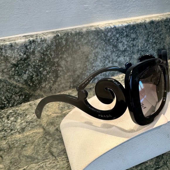 Prada Accessories - Prada Black Swirl-Arm Sunglasses